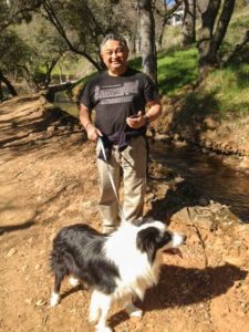 bob rojas and his dog mongo hiking